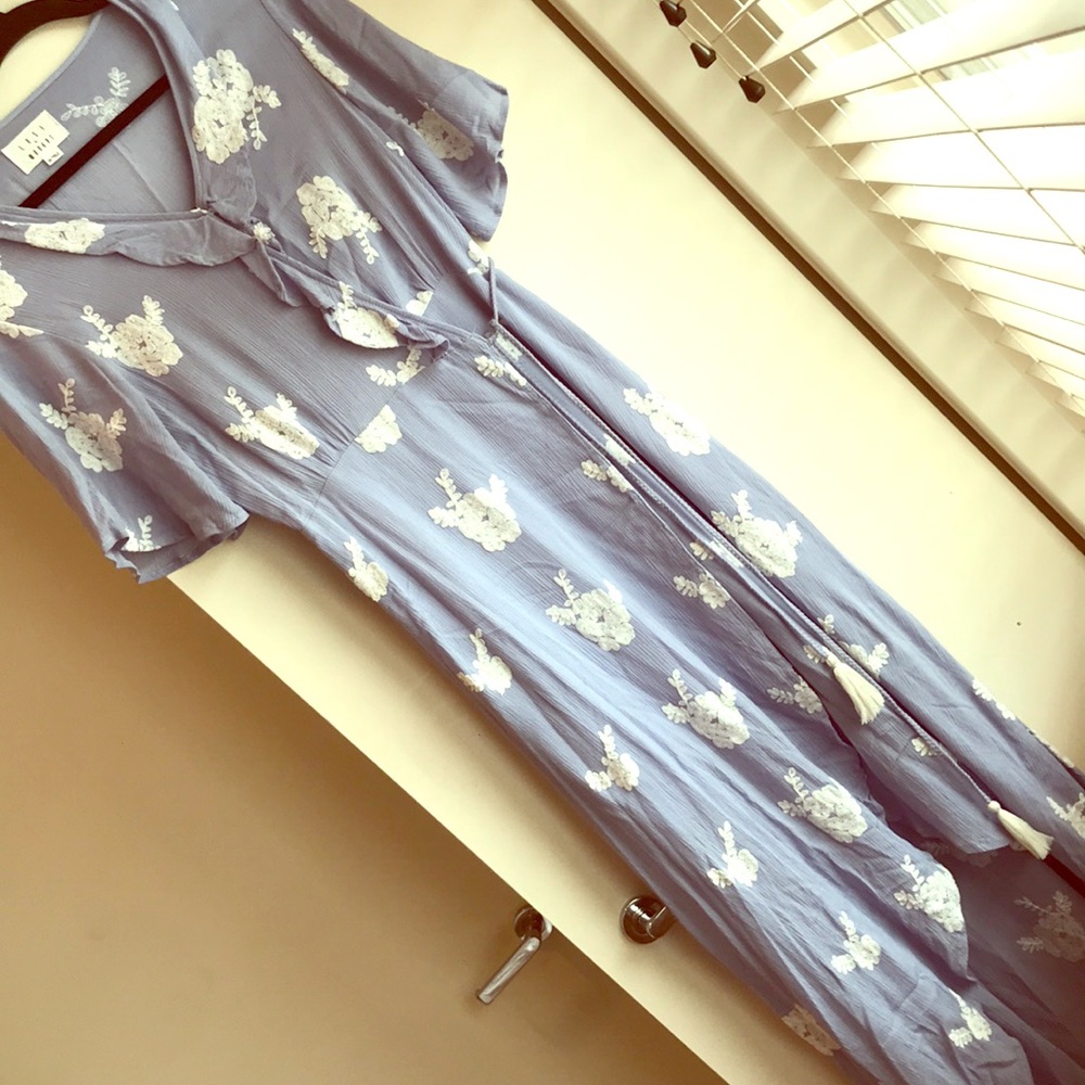 Blue dress with embroidery
